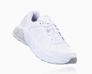 White Hoka Gaviota Leather Wide | 75162WETR