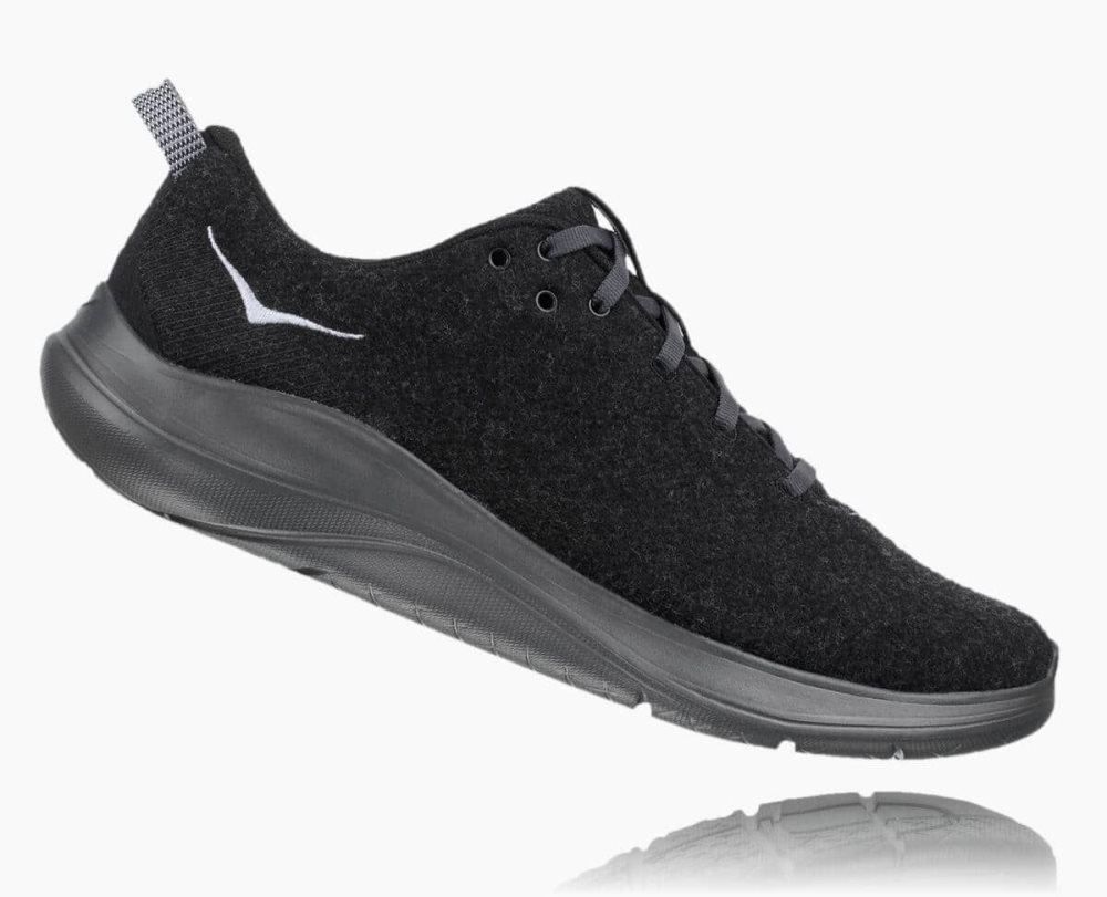 Black / Dark Grey Hoka Hupana Flow Wool Wide | 70186KTGZ