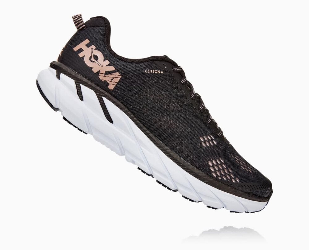 Black / Rose Gold Hoka Clifton 6 Wide | 41632FIXL