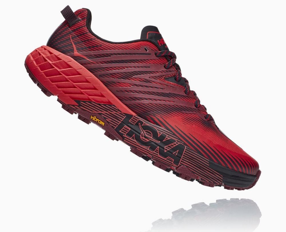 Dark Brown / Red Hoka Speedgoat 4 Wide | 92103FQOB