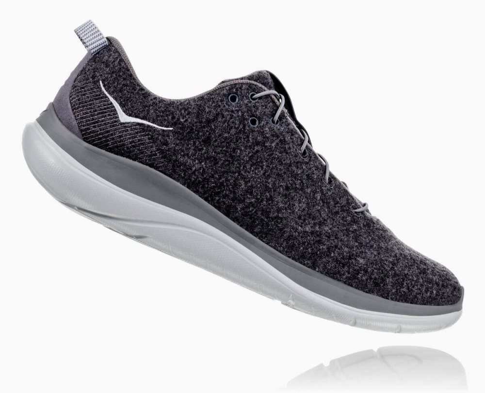 Dark Grey Hoka Hupana Flow Wool Wide | 20981XOWL