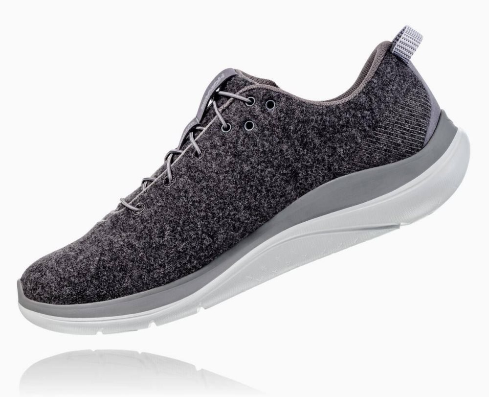 Dark Grey Hoka Hupana Flow Wool Wide | 20981XOWL