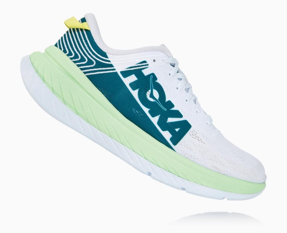 Green Grey / White Hoka Carbon X | 32615DGUR