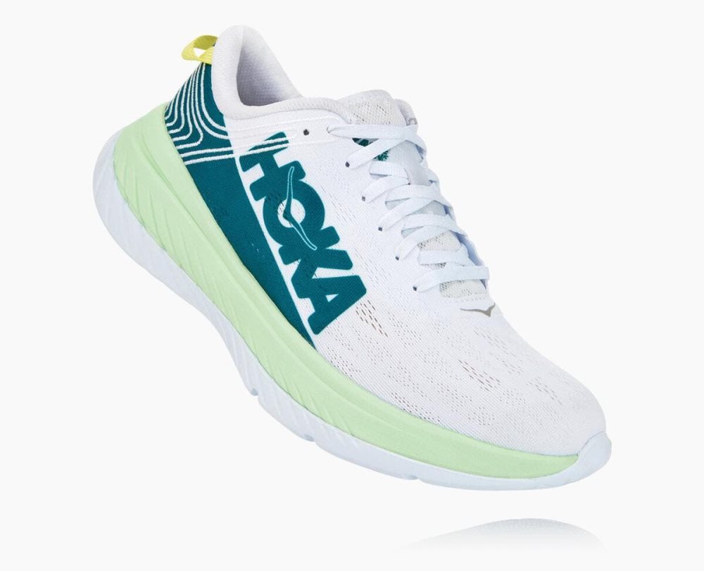 Green Grey / White Hoka Carbon X | 32615DGUR