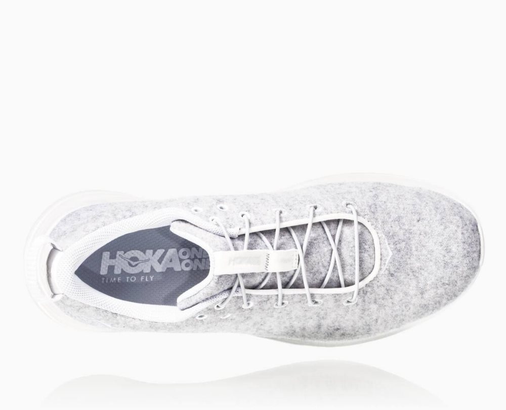 Lunar Rock/Blanc De Blanc Hoka Hupana Flow Wool | 43728ZVHN