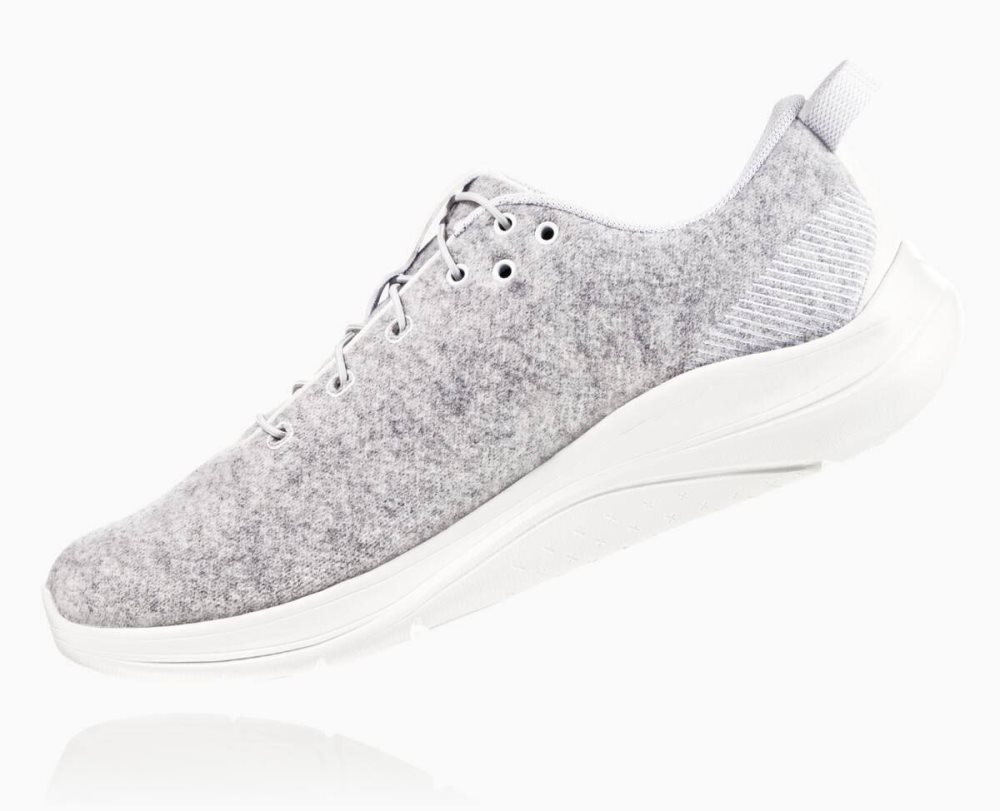 Lunar Rock/Blanc De Blanc Hoka Hupana Flow Wool Wide | 50769GZNP