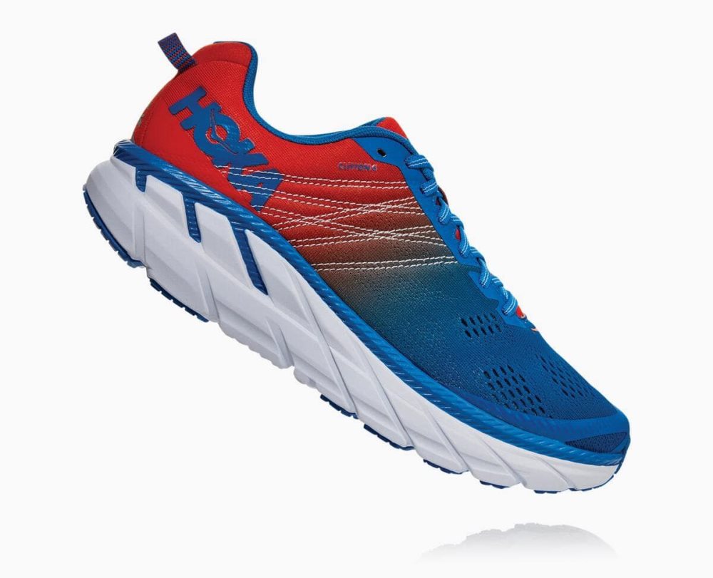 Red / Royal Blue Hoka Clifton 6 Wide | 96357GNPB