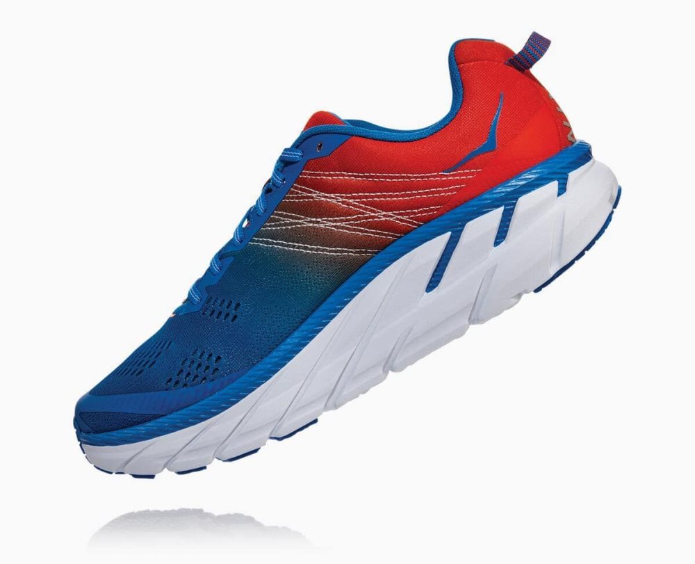 Red / Royal Blue Hoka Clifton 6 Wide | 96357GNPB