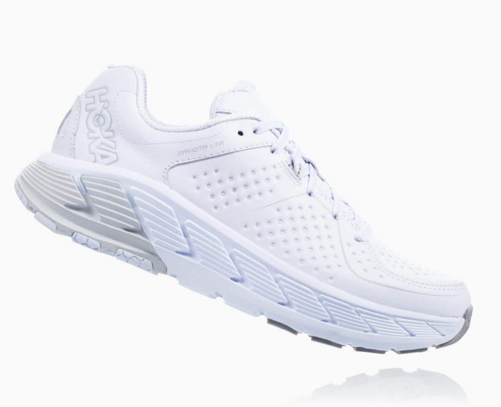 White Hoka Gaviota Leather Wide | 75162WETR