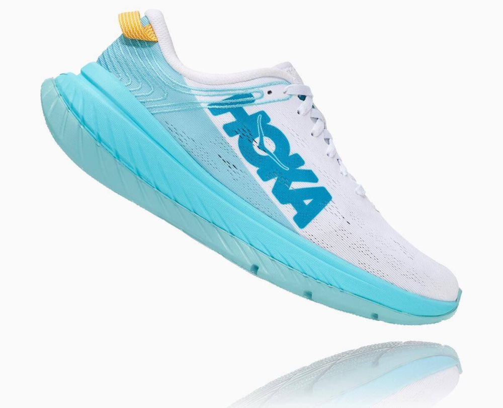 White / Blue Hoka Carbon X | 25604DARY