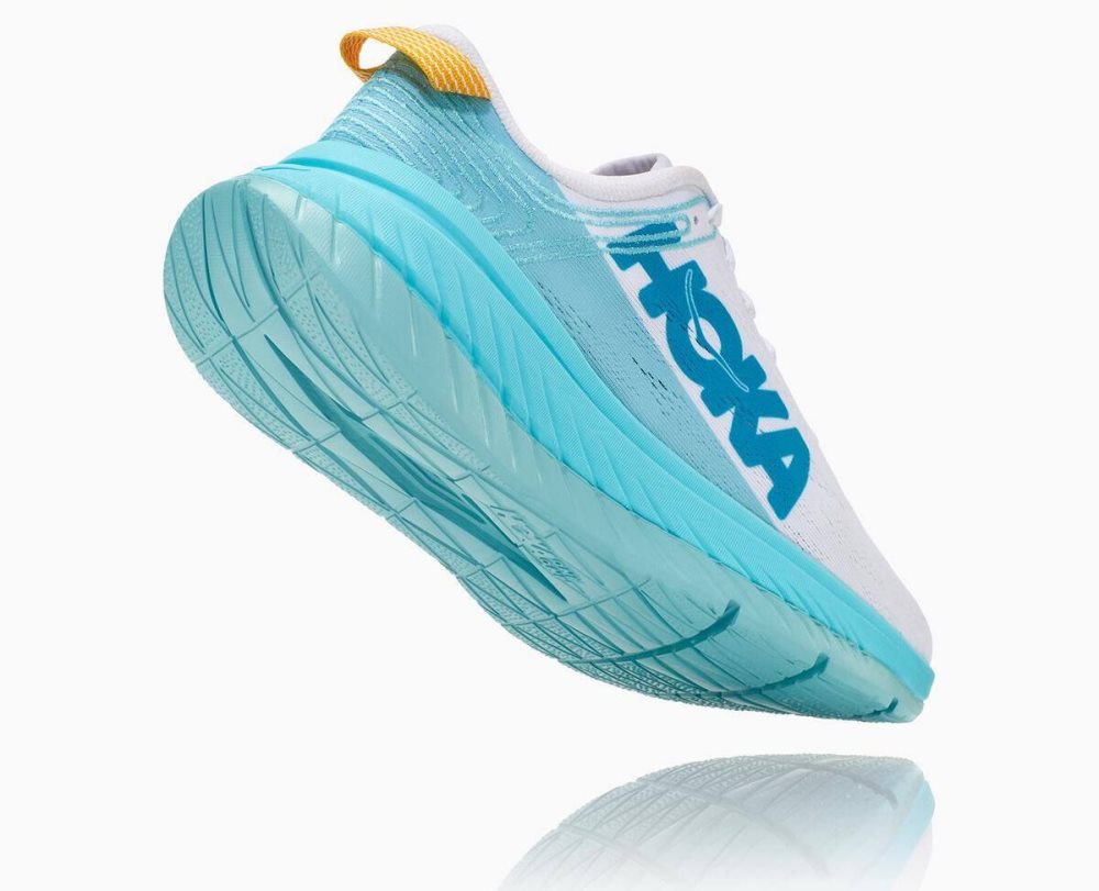 White / Blue Hoka Carbon X | 25604DARY