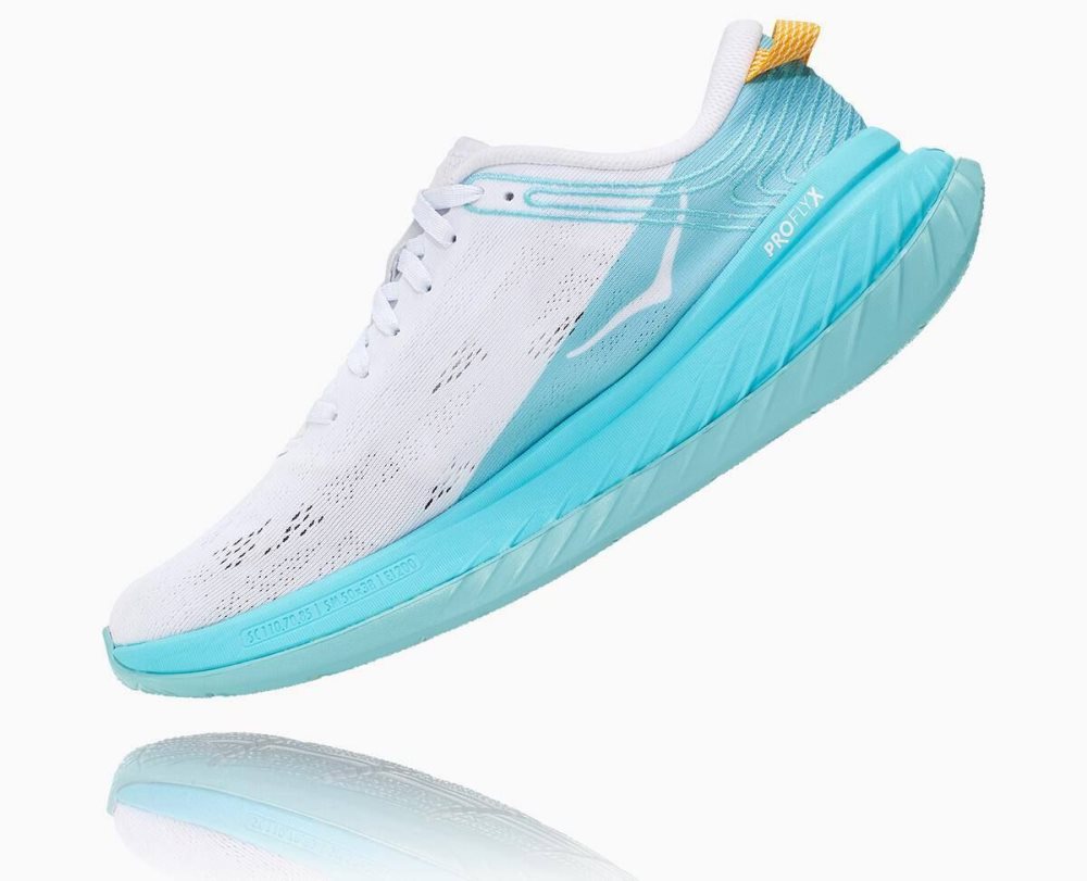 White / Blue Hoka Carbon X | 25604DARY